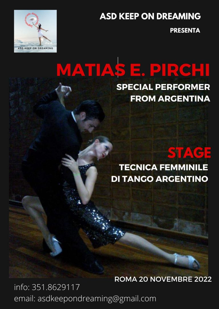 Scopri di più sull'articolo Stage di tecnica femminile di Tango Argentino con Matias Ezequiel Pirchi